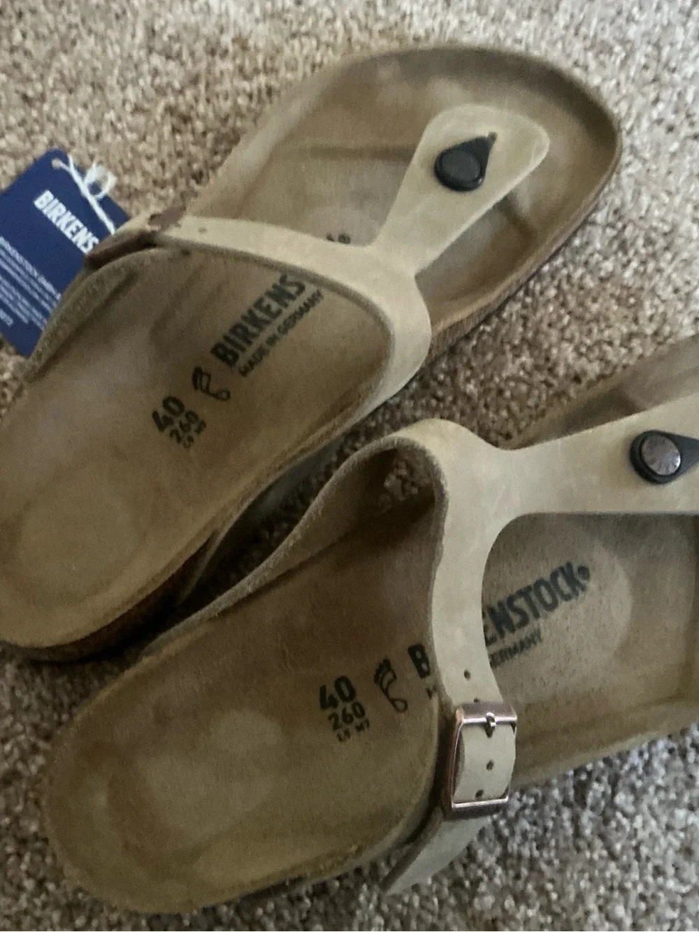New Birkenstocks Taupe Gizeh Sandals-40